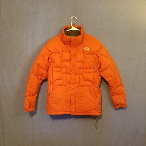 north face orange puffer jacket